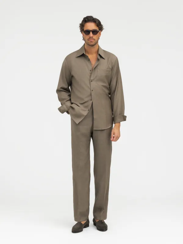 Taupe Wool Shirt made by Grand Lè Mar