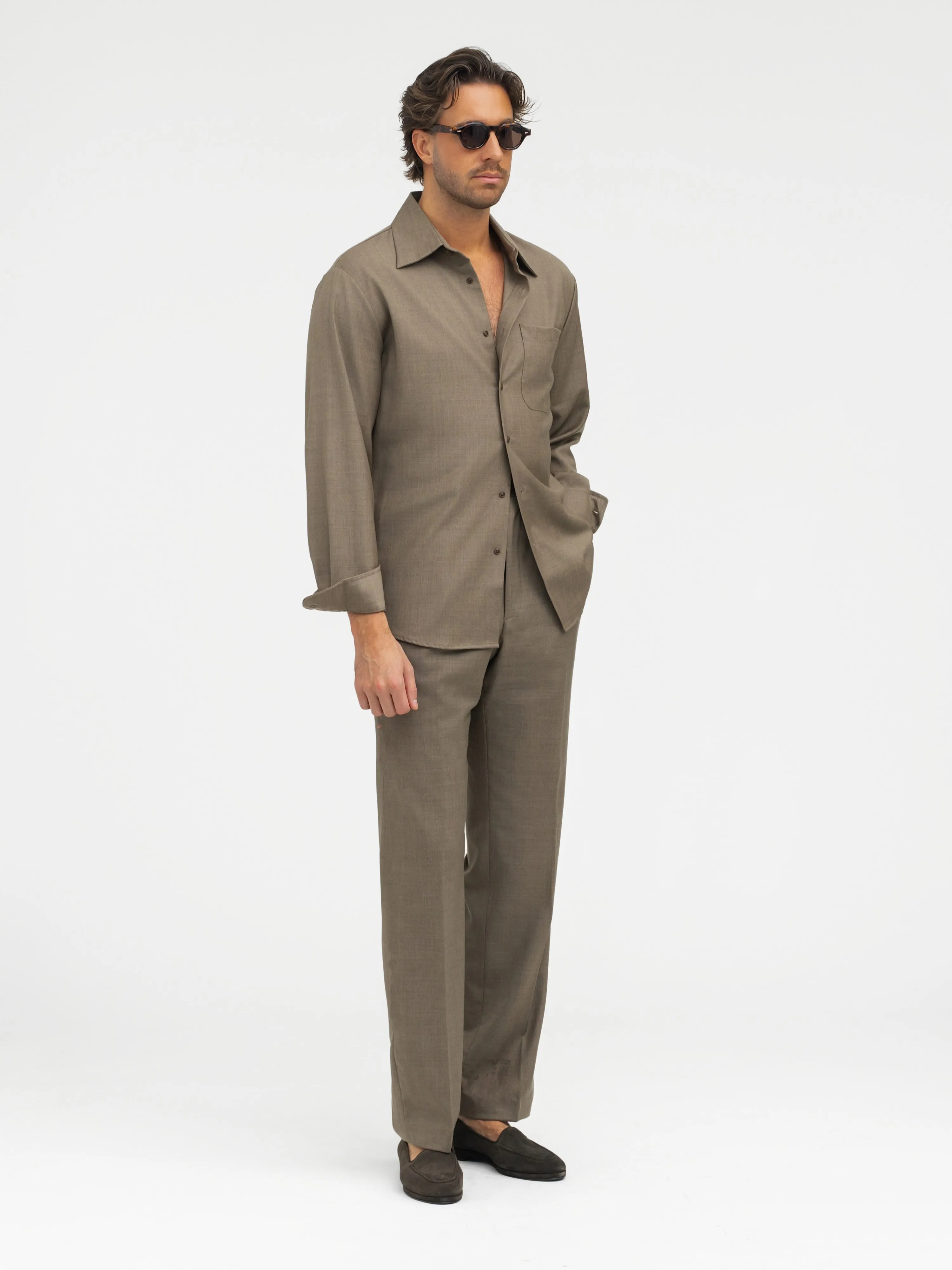 Taupe Wool Shirt sold by Grand Lè Mar product image thumbnail 4
