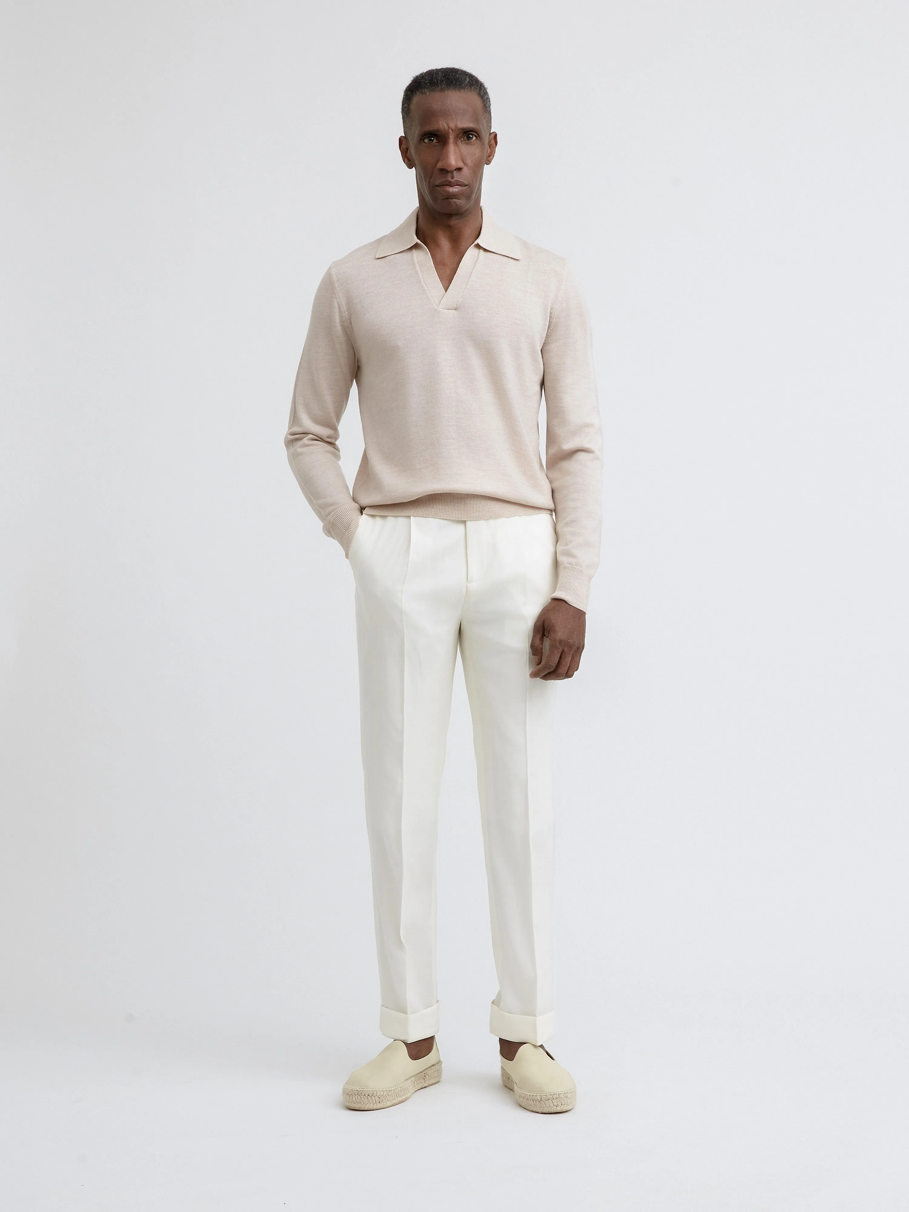 Beige Merino Wool Polo sold by Grand Lè Mar