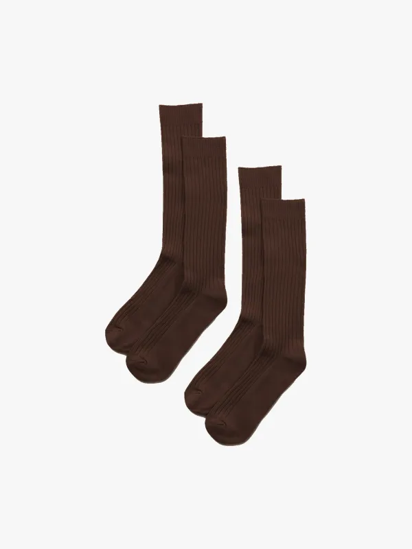 Brown Ribbed Socks (2-pack) sold by Grand Lè Mar