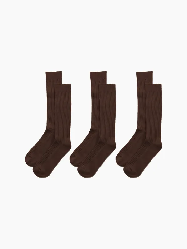 Brown Ribbed Socks (3-pack) sold by Grand Lè Mar