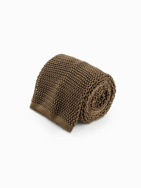 Taupe Knitted Tie sold by Grand Lè Mar