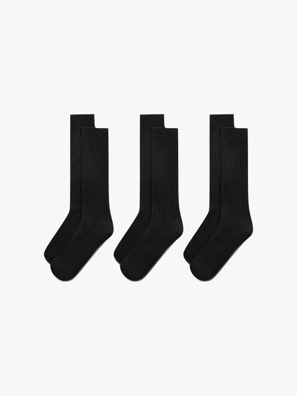 Black Ribbed Socks (3-pack) sold by Grand Lè Mar