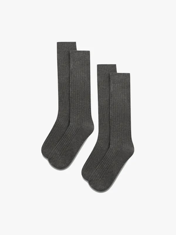 Grey Ribbed Socks (2-pack) sold by Grand Lè Mar