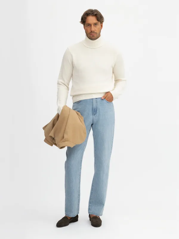 Cream Merino Wool Cashmere Turtleneck sold by Grand Lè Mar