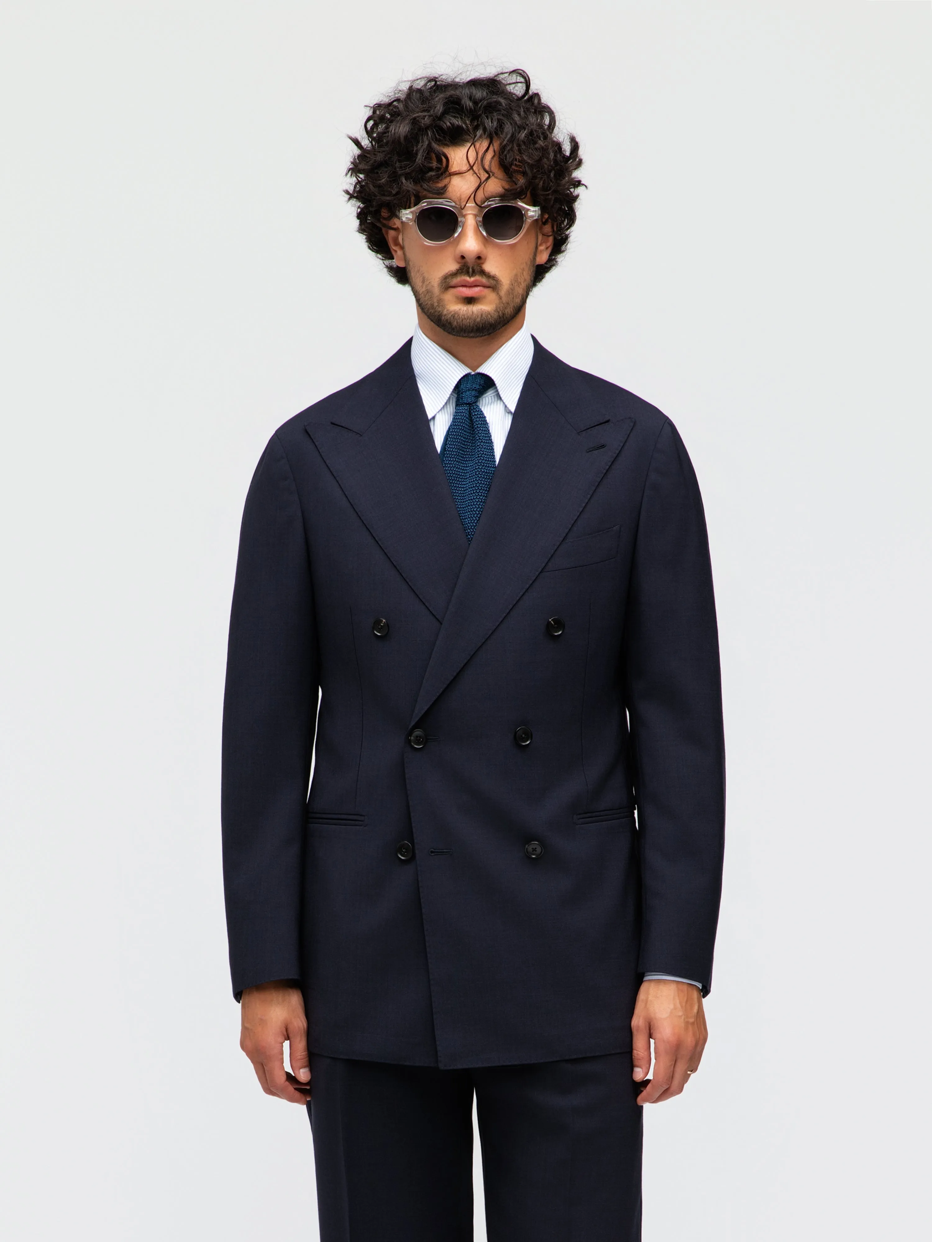 Navy High Twist Wool Suit (DB) sold by Grand Lè Mar product image thumbnail 4