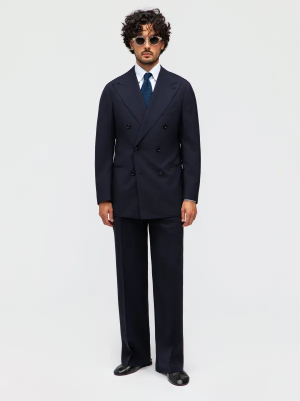 Navy High Twist Wool Suit (DB) sold by Grand Lè Mar