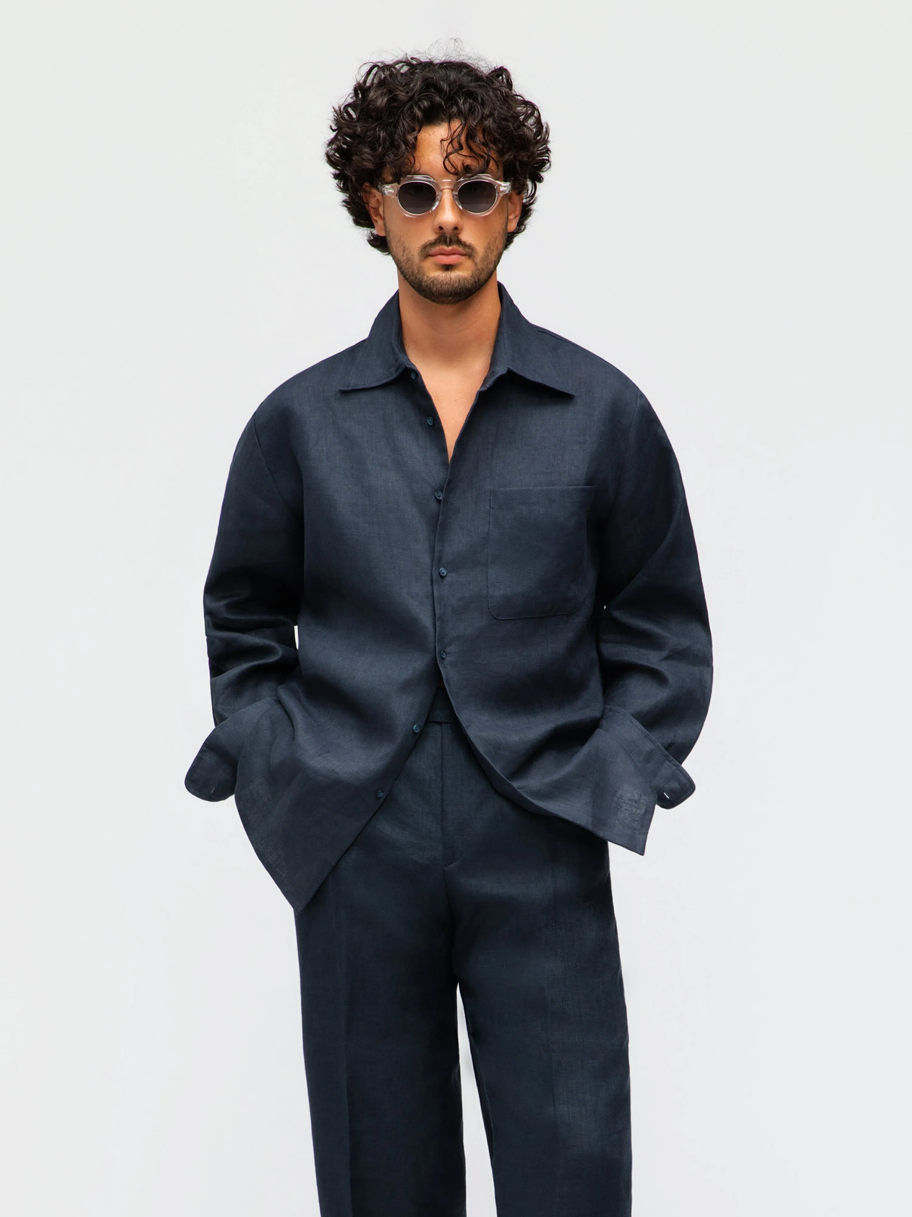 Navy Linen Shirt sold by Grand Lè Mar product image thumbnail 4