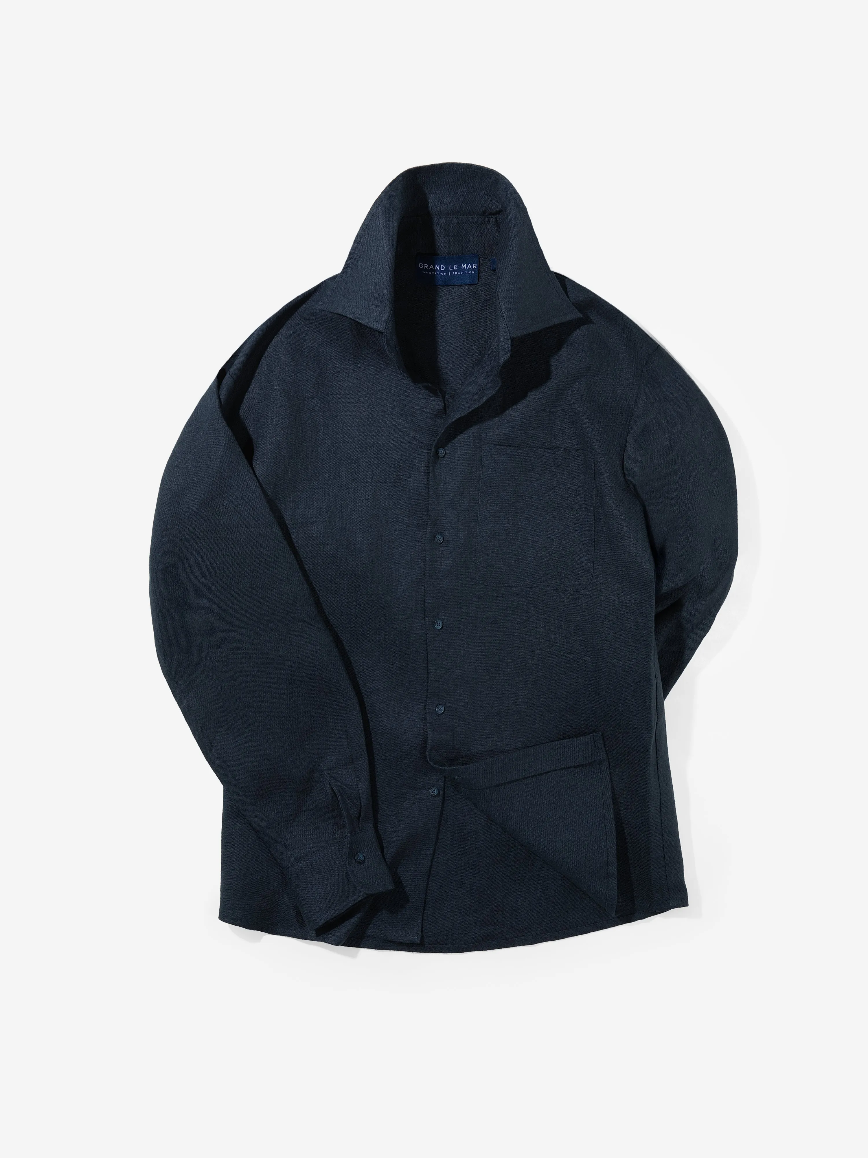 Navy Linen Shirt sold by Grand Lè Mar product image thumbnail 2