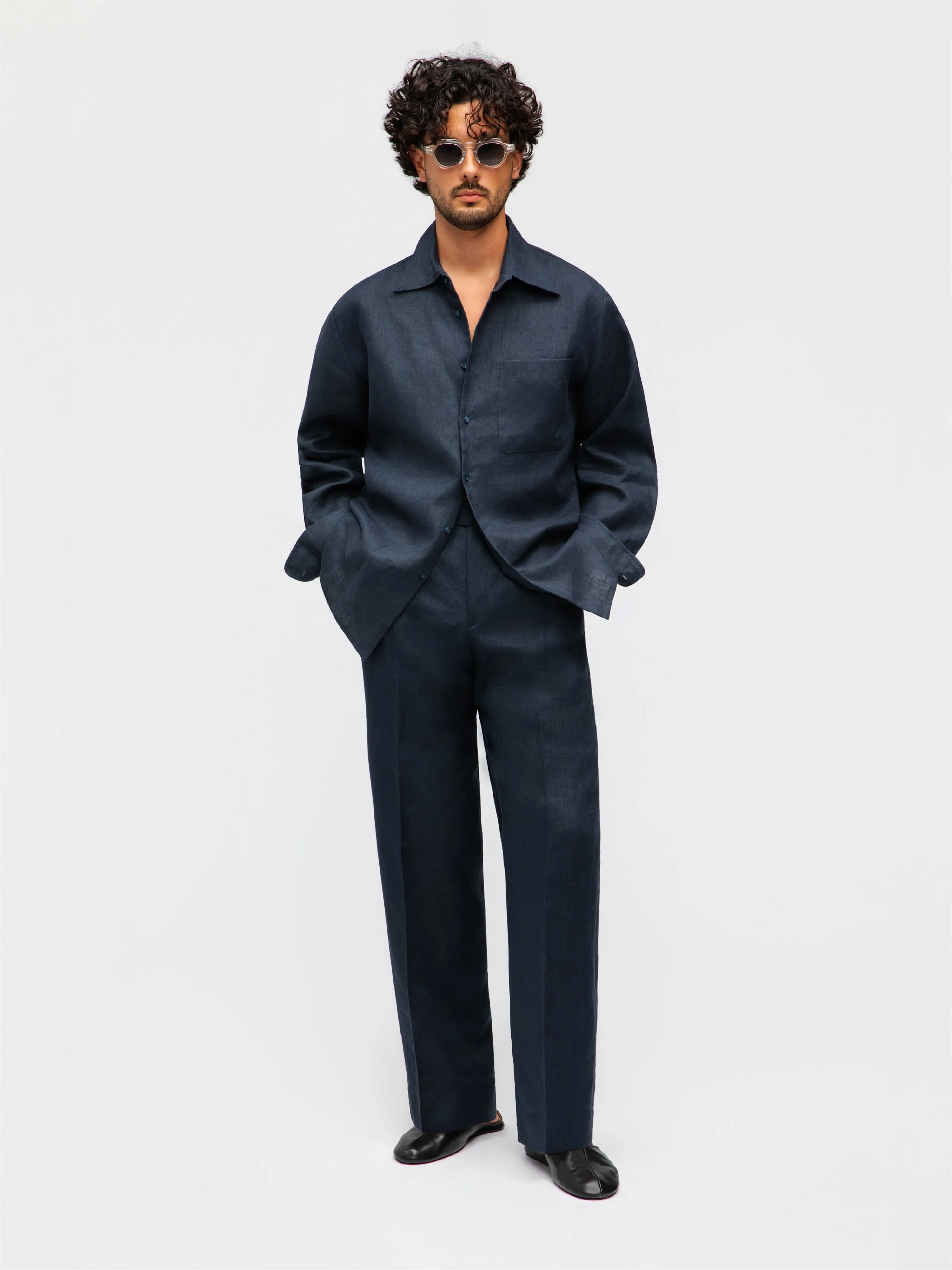 Navy Linen Shirt sold by Grand Lè Mar