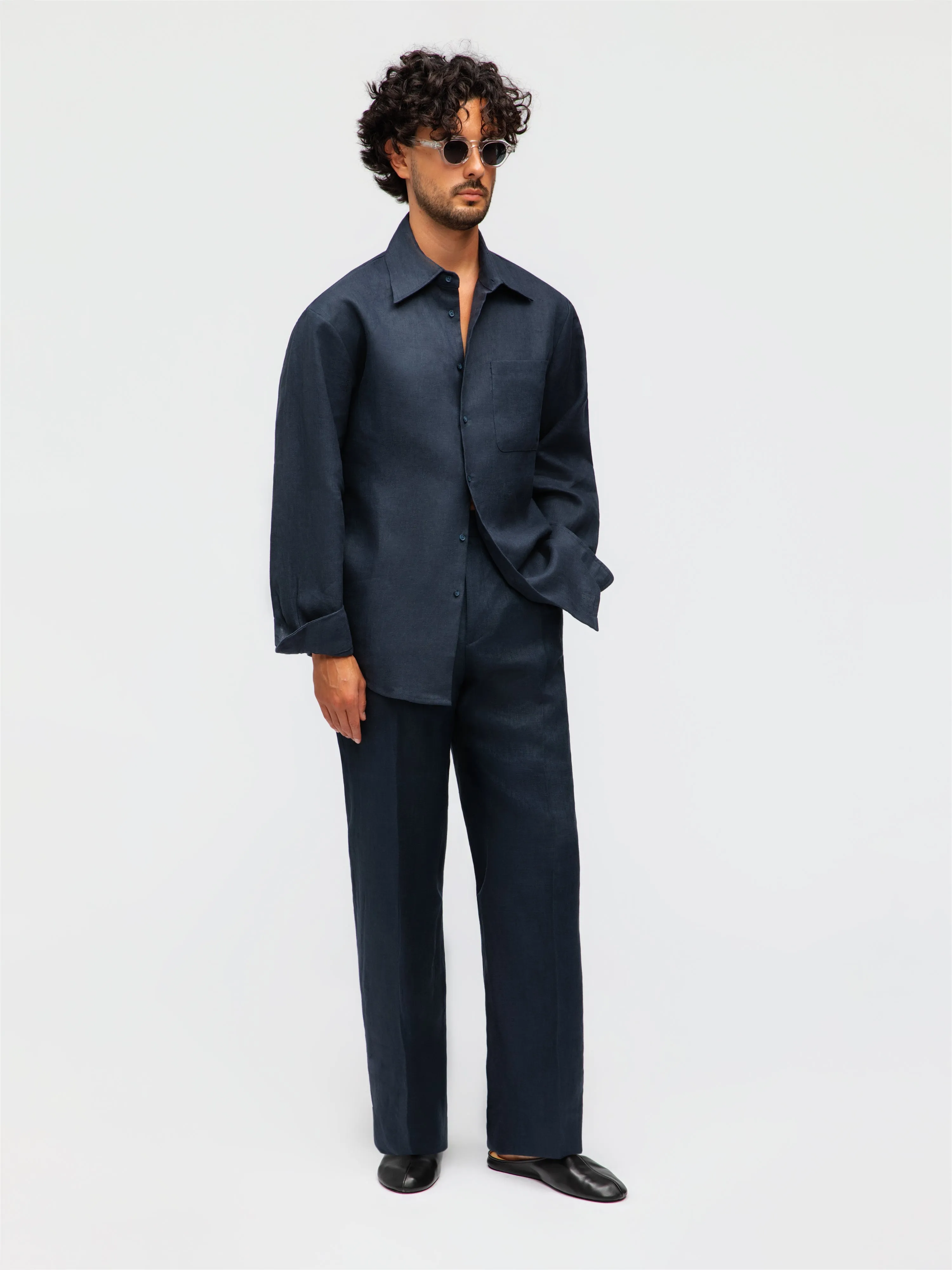 Navy Linen Shirt sold by Grand Lè Mar product image thumbnail 3