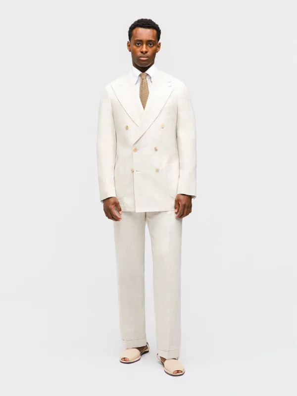 Beige Linen Suit (DB) made by Grand Lè Mar
