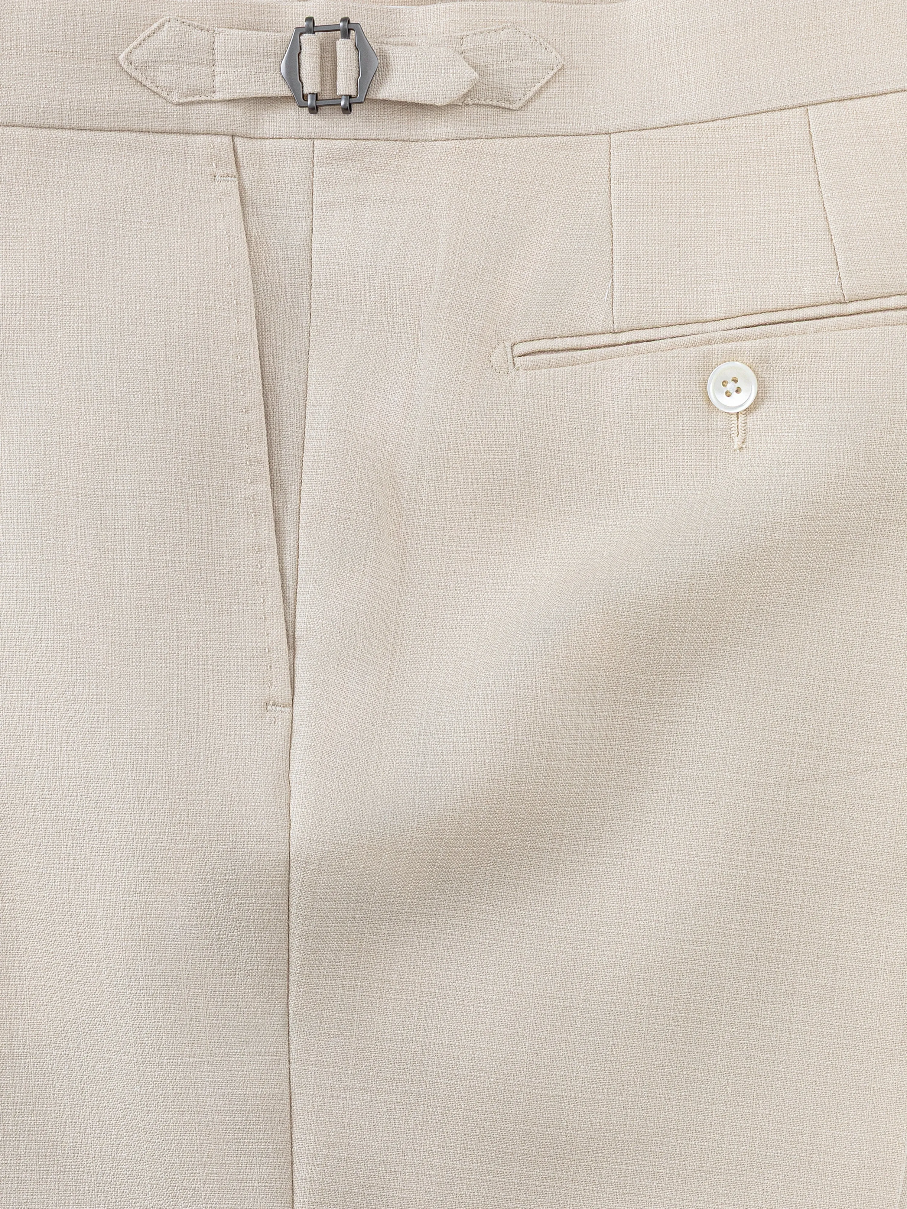 Oatmeal Cotton Linen Trousers (Wide Fit) sold by Grand Lè Mar product image thumbnail 5