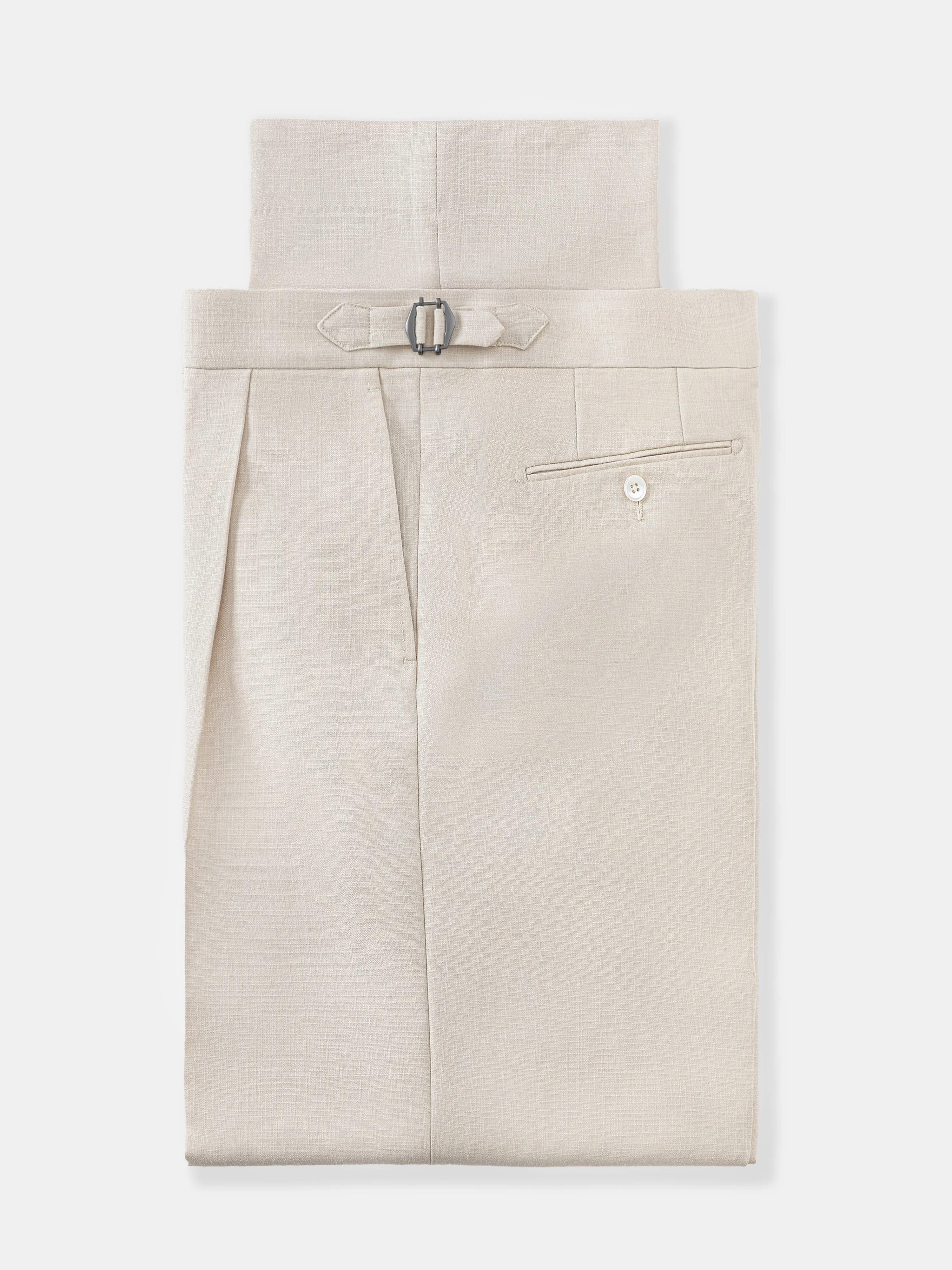 Oatmeal Cotton Linen Trousers (Wide Fit) sold by Grand Lè Mar product image thumbnail 2