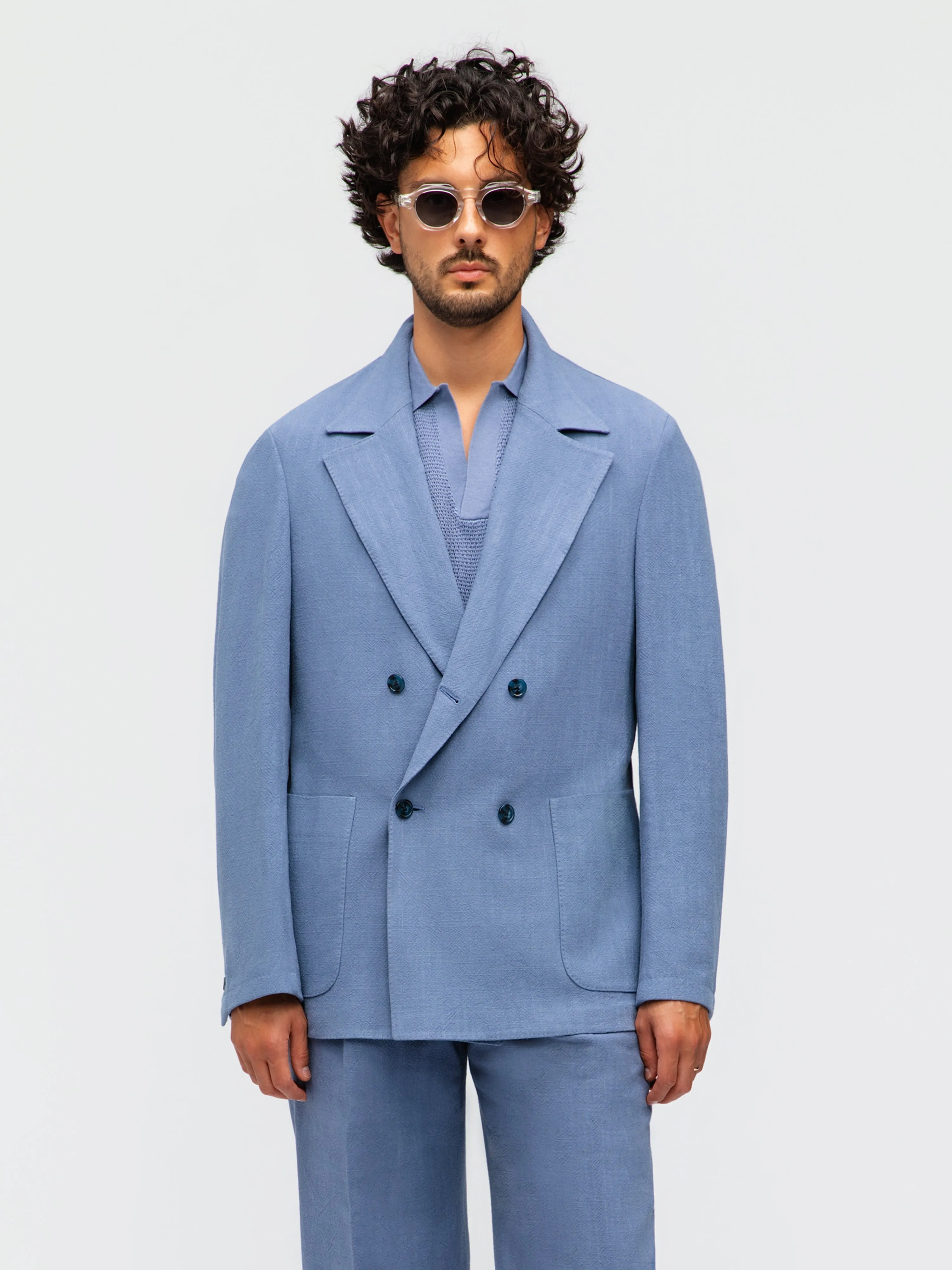 Denim Stonewashed Linen Suit (Casual Fit) sold by Grand Lè Mar product image thumbnail 4