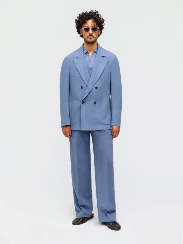 Denim Stonewashed Linen Suit (Casual Fit) made by Grand Lè Mar