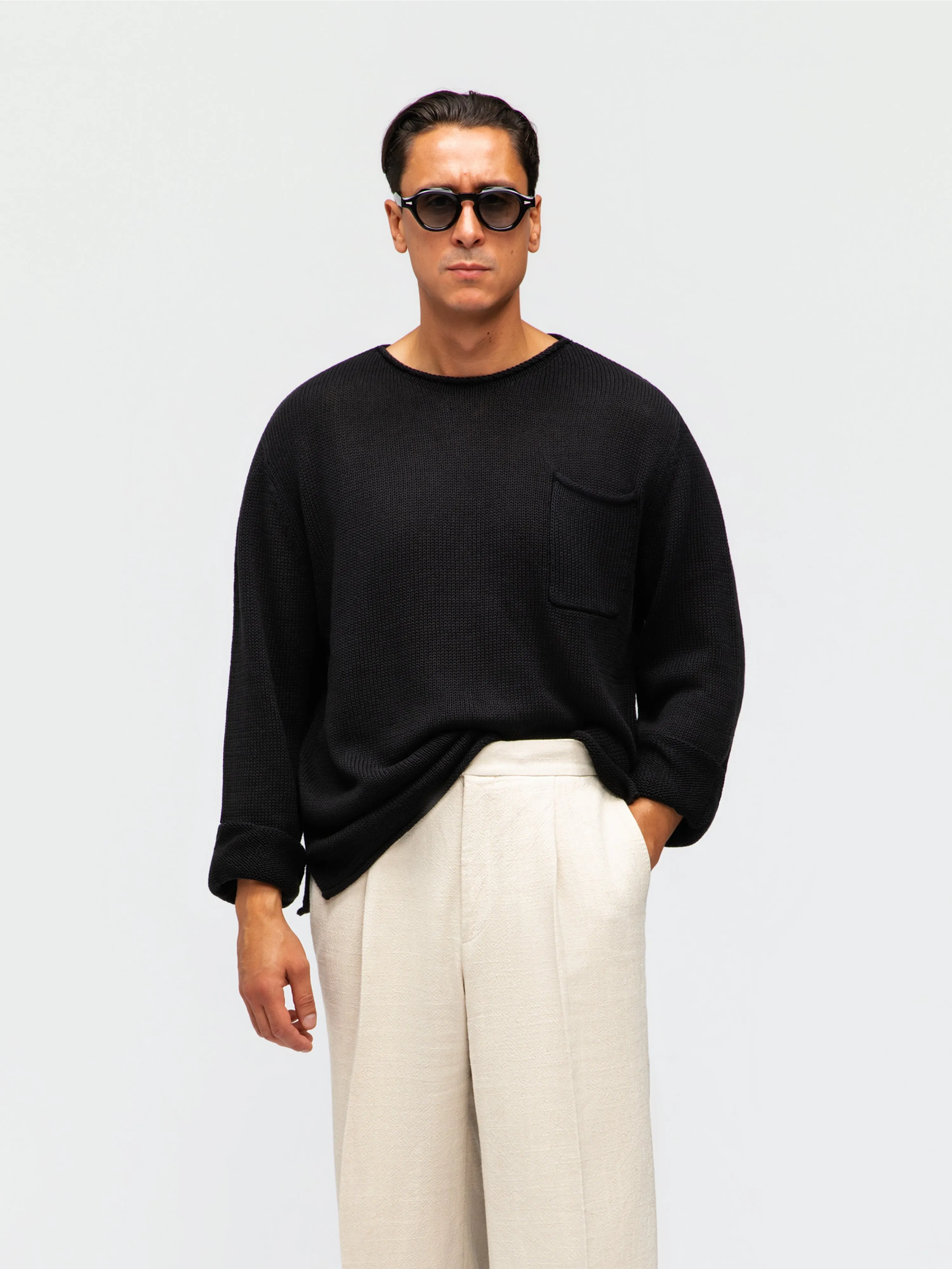 Black Cotton Linen Roll Neck sold by Grand Lè Mar product image thumbnail 4