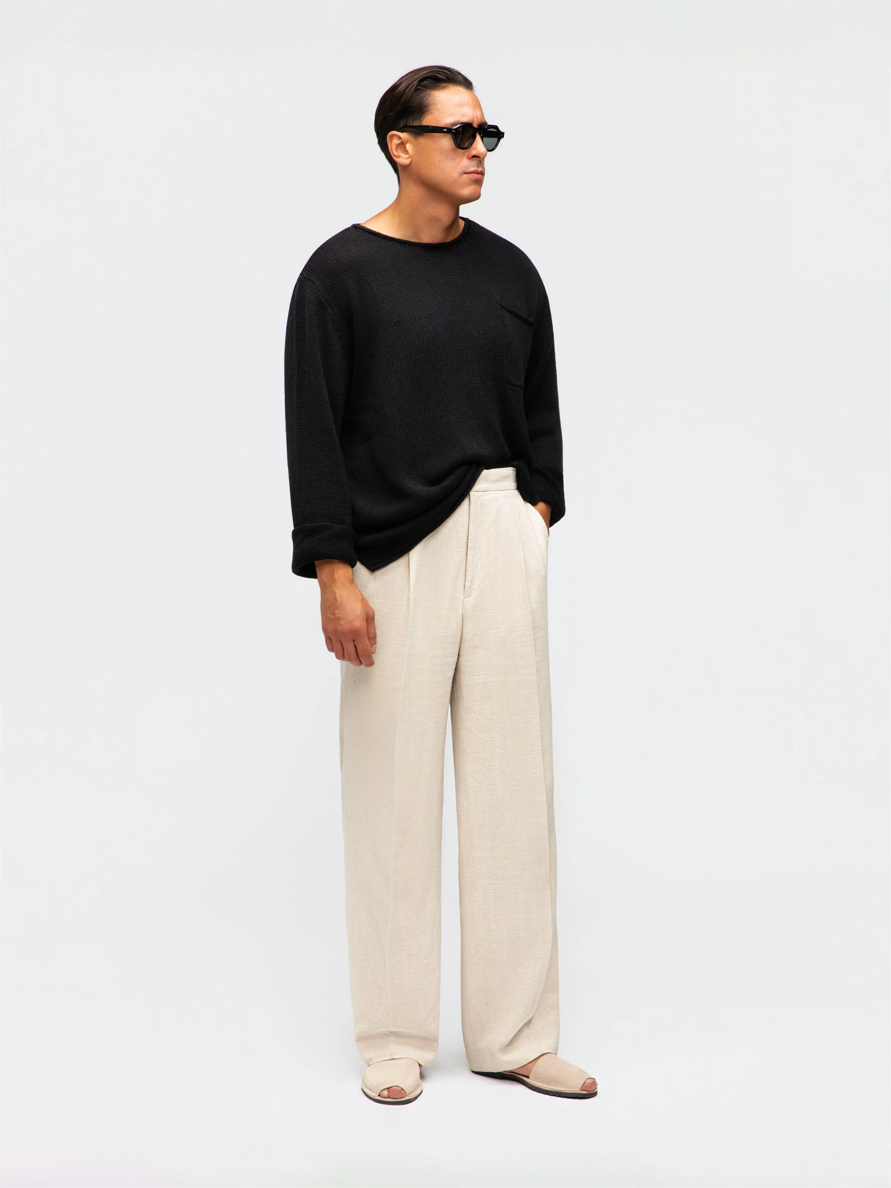 Black Cotton Linen Roll Neck sold by Grand Lè Mar product image thumbnail 3