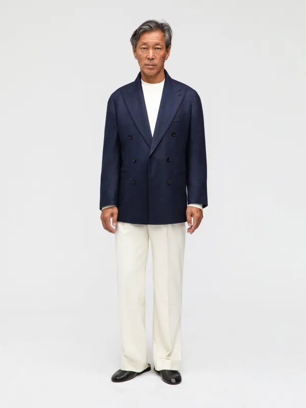 Navy Flannel Wool Jacket (DB) made by Grand Lè Mar