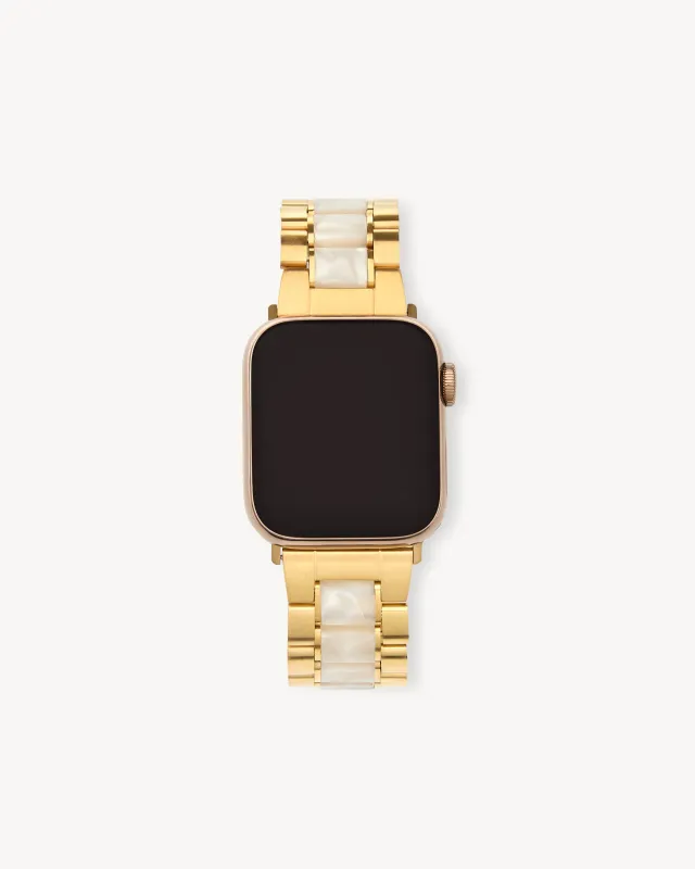 Boyfriend Watch Band in Gold / White Shell sold by Machete