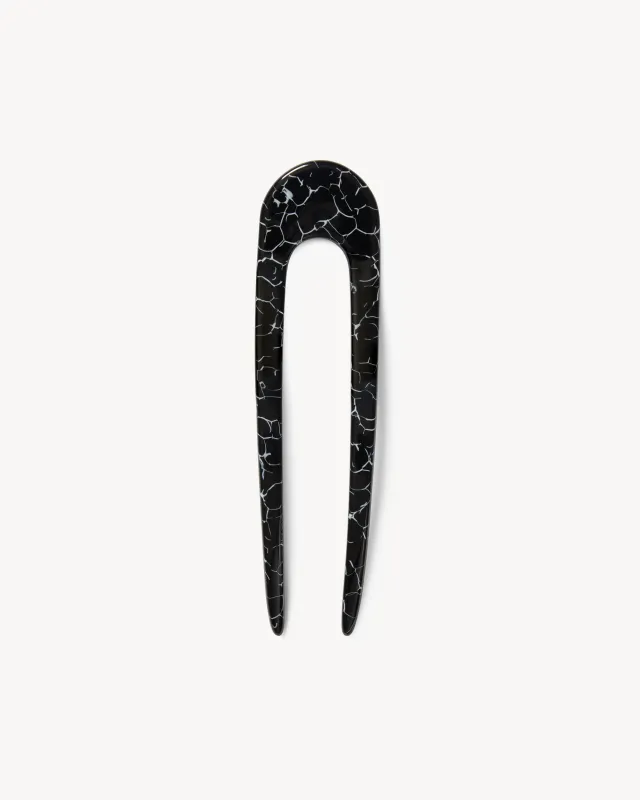 French Hair Pin in Black Marble sold by Machete