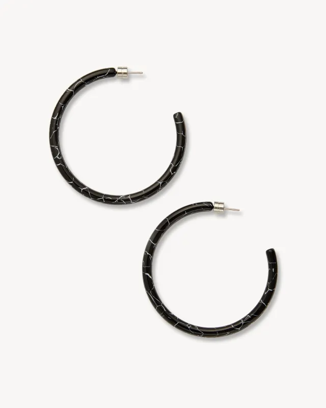 Large Hoops in Black Marble sold by Machete