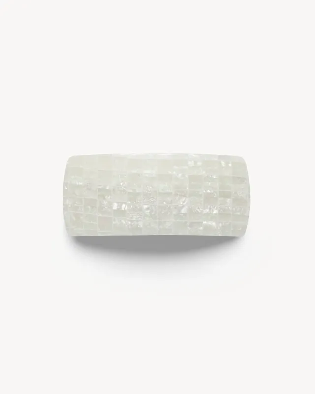 Jumbo Box Barrette in Opalite Shell Checker sold by Machete