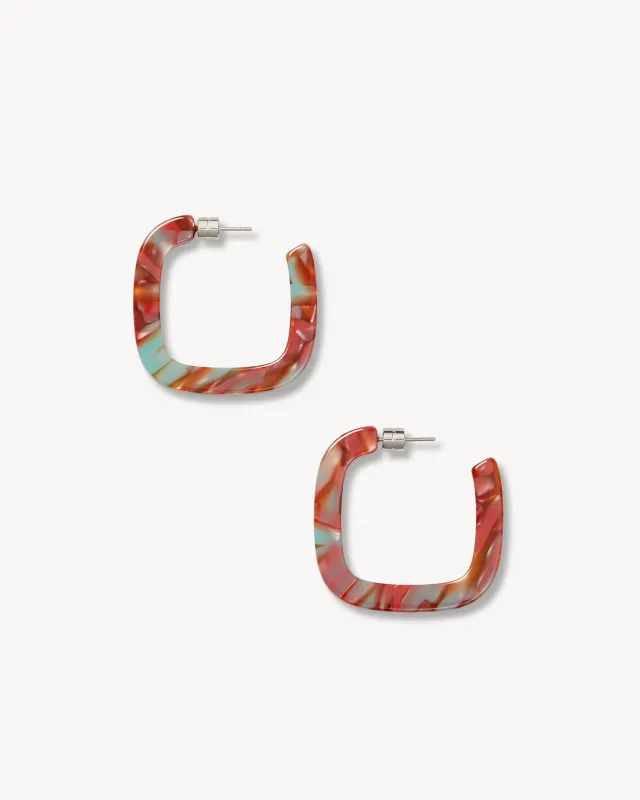 Midi Square Hoops in Mulberry sold by Machete