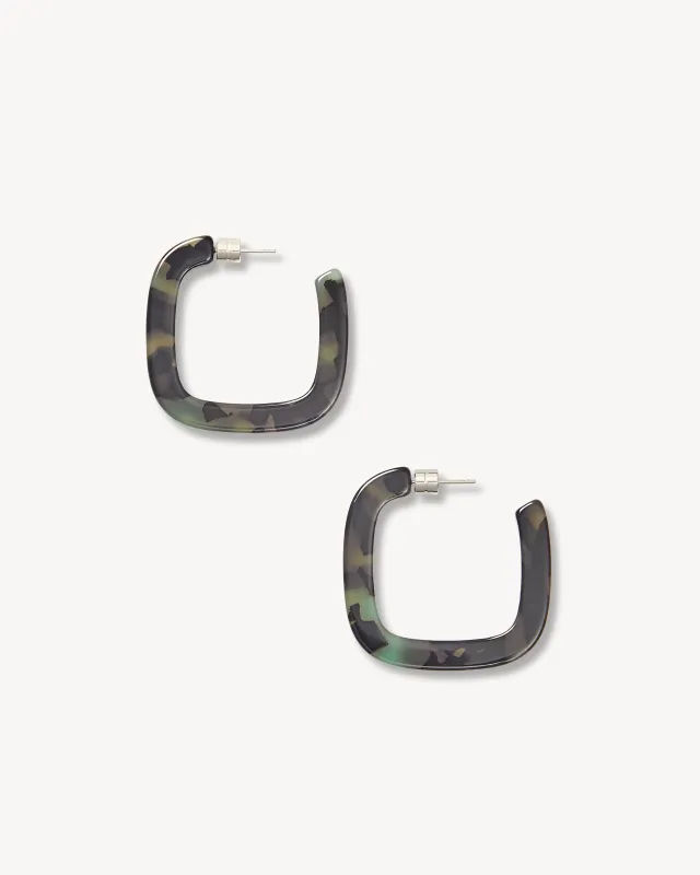 Midi Square Hoops in Fog Tortoise sold by Machete