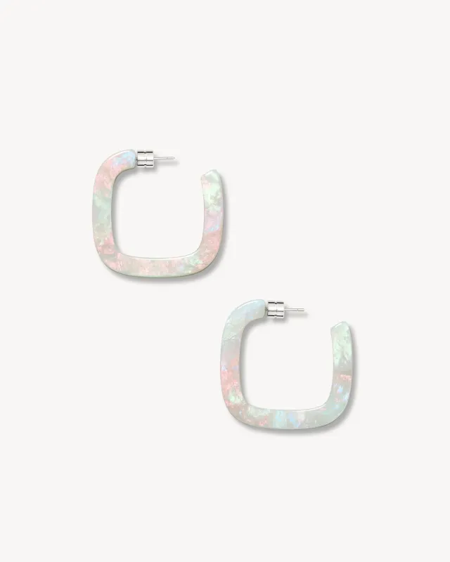 Midi Square Hoops in Astral Mint sold by Machete