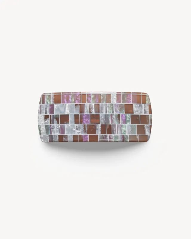 Jumbo Box Barrette in Brown Shell Checker sold by Machete