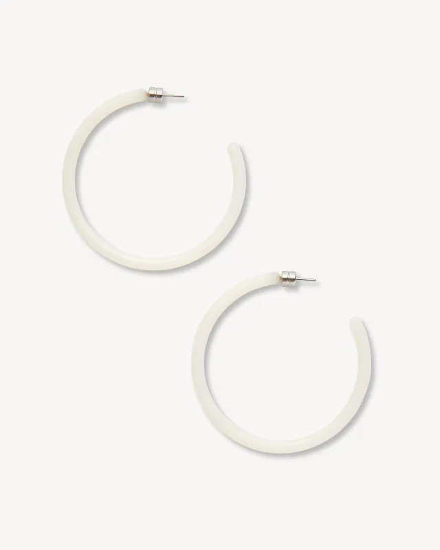 Large Hoops in Milk Glass Matte sold by Machete