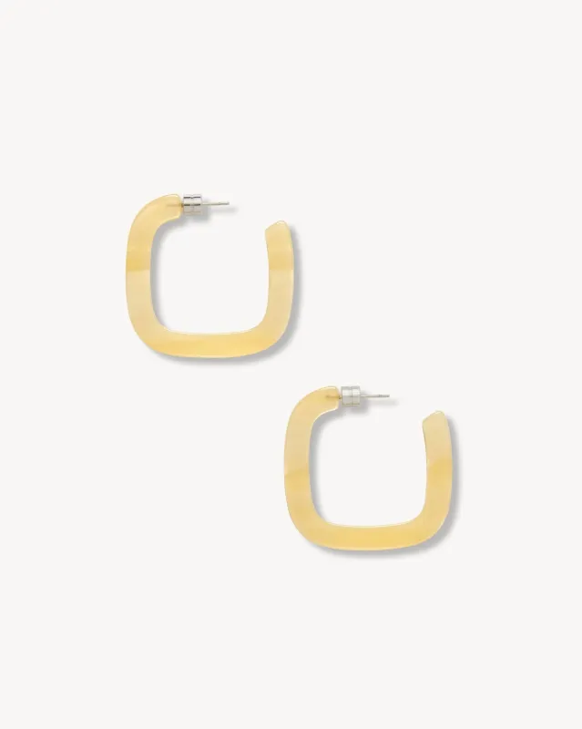 Midi Square Hoops in Citrine sold by Machete