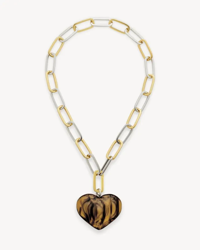 Grande Heart Pendant Necklace in Tiger's Eye sold by Machete