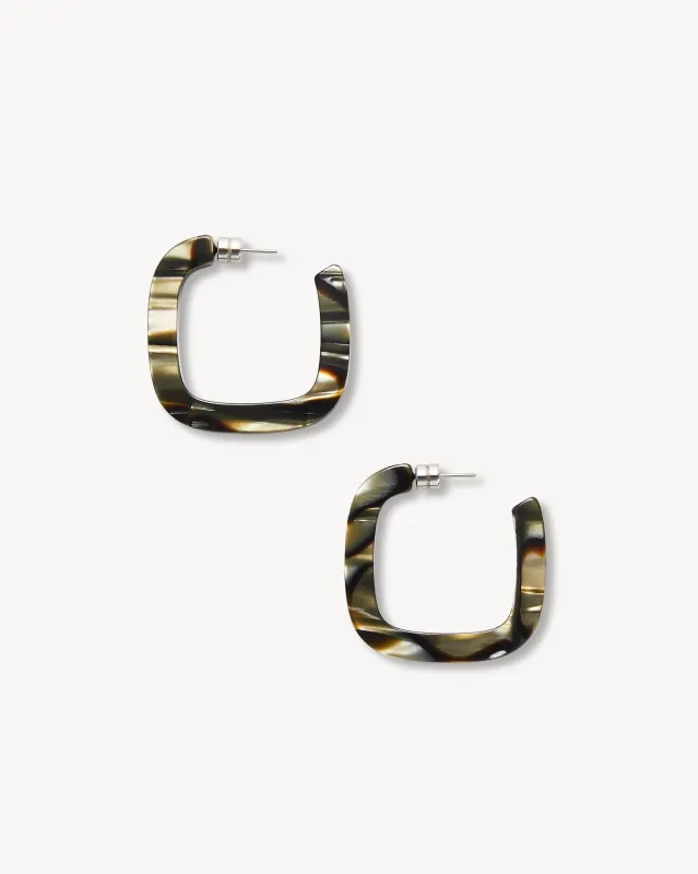 Midi Square Hoops in Midnight Horn sold by Machete