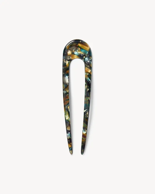 French Hair Pin in Green Tortoise sold by Machete