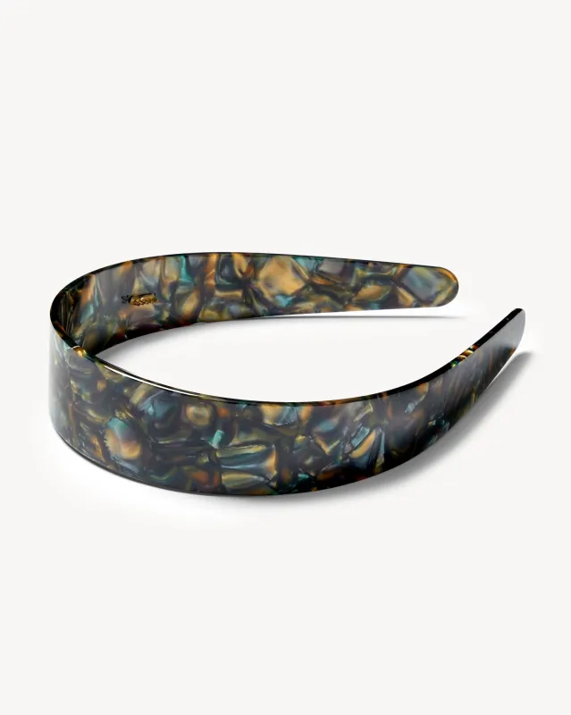 Wide Headband in Green Tortoise made by Machete