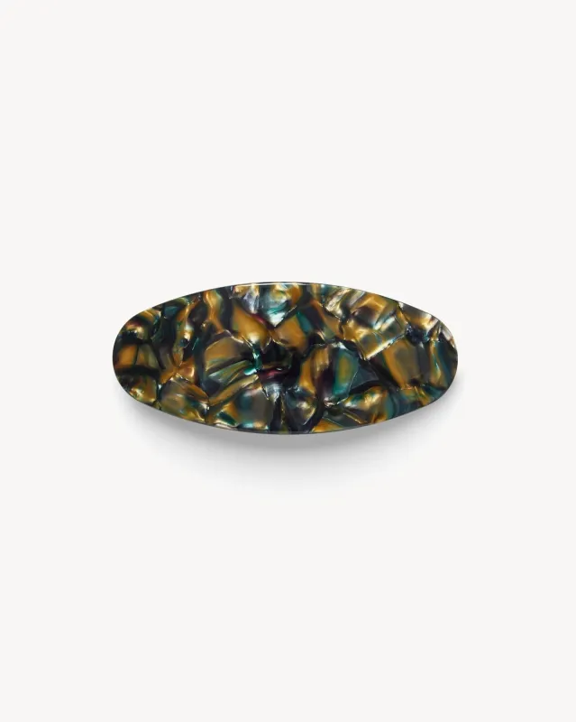 Jumbo Oval Barrette in Green Tortoise sold by Machete