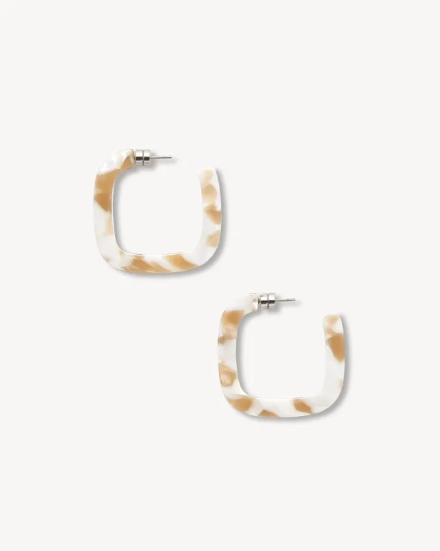 Midi Square Hoops in Taupe Shell sold by Machete
