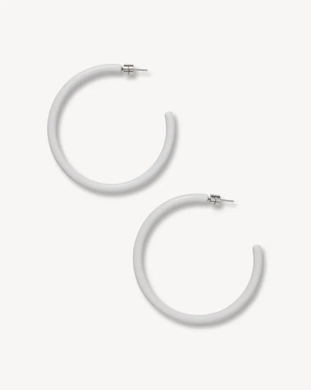 Large Hoops in Light Grey Matte sold by Machete