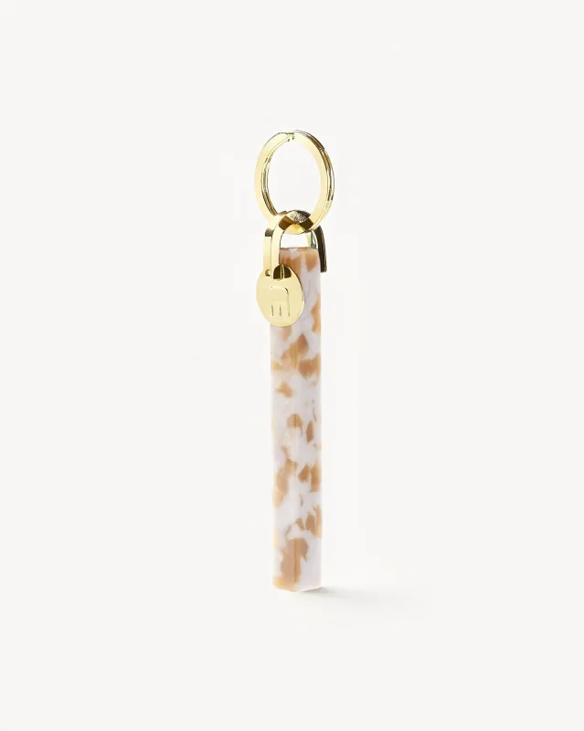 Bar Keychain in Taupe Shell - Gold sold by Machete