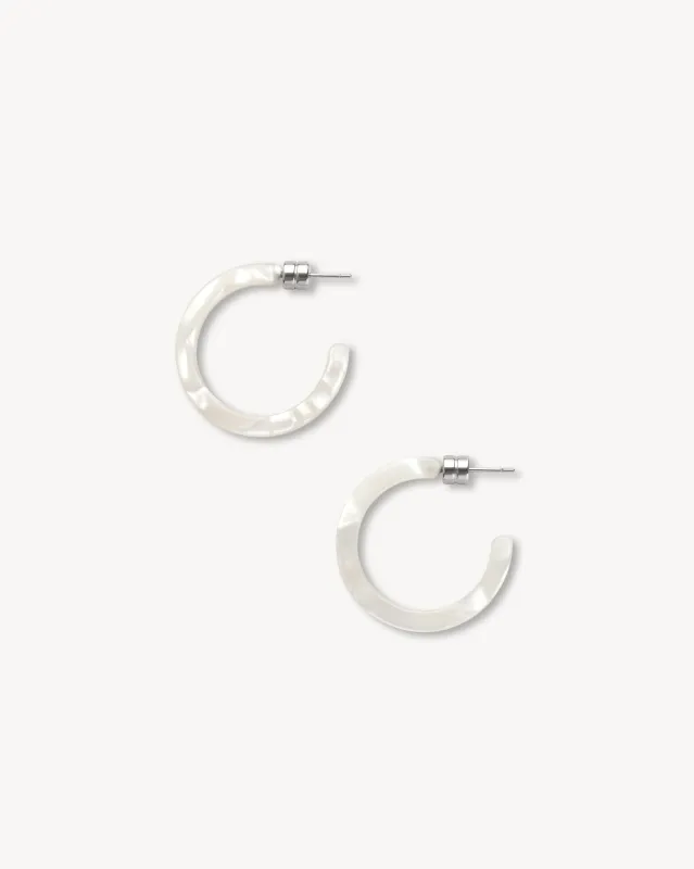 Mini Hoops in White Shell made by Machete