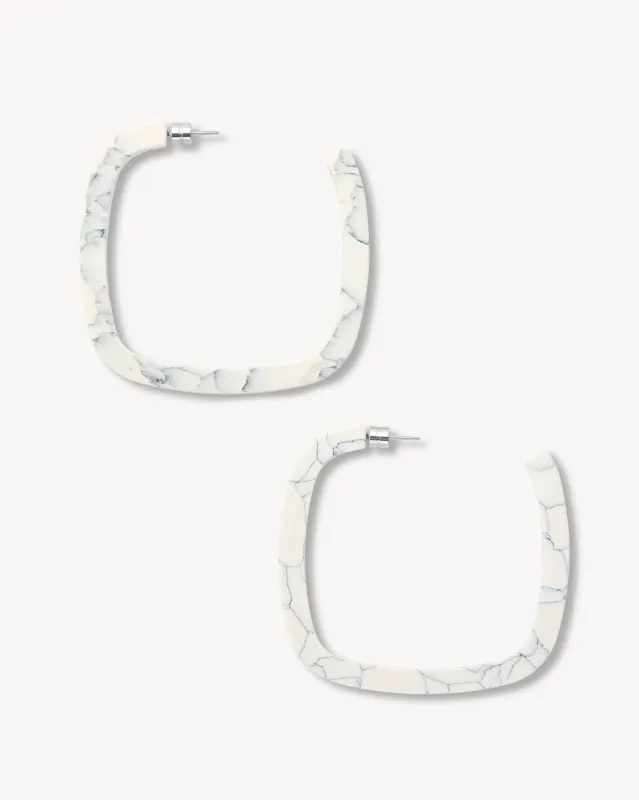 Large Square Hoops in Marble sold by Machete
