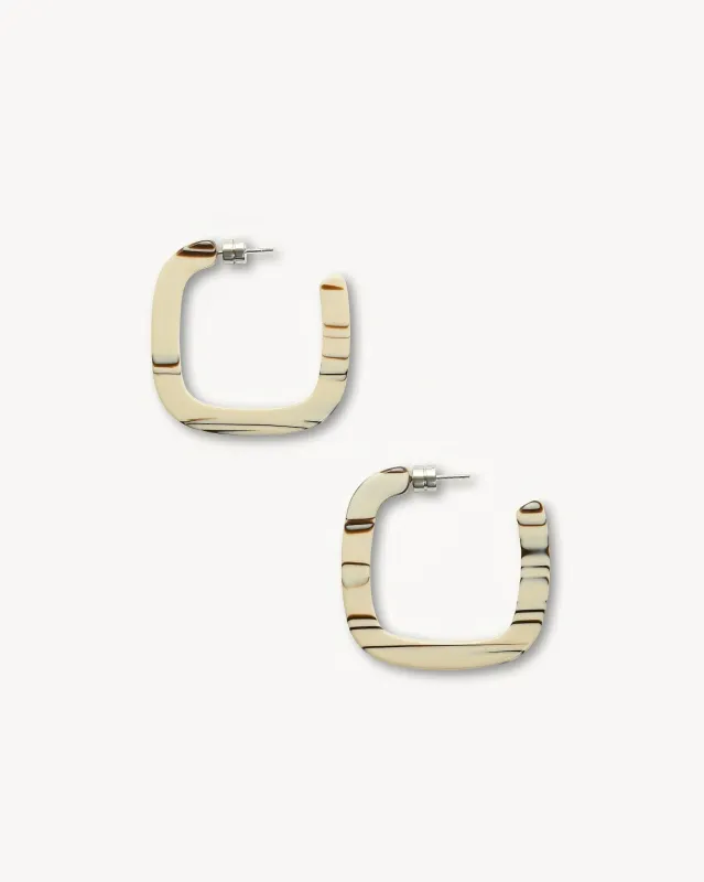 Midi Square Hoops in Ganache sold by Machete