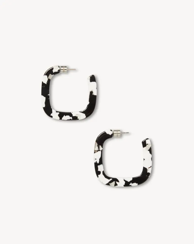 Midi Square Hoops in Noir sold by Machete