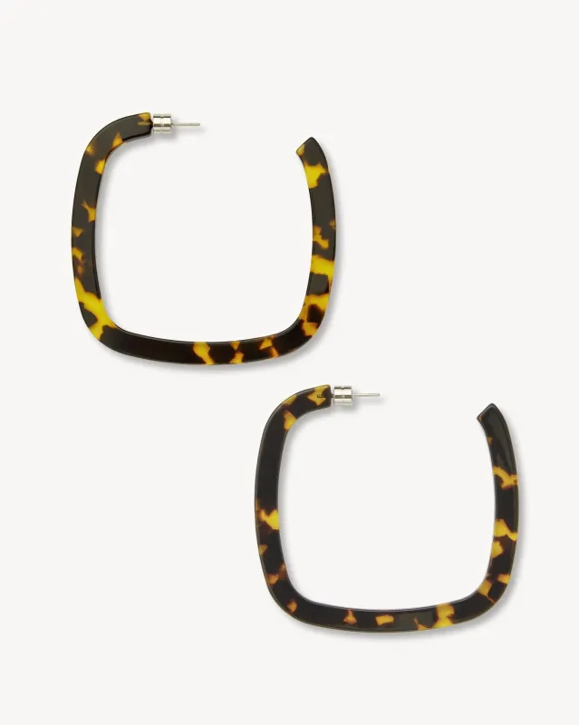 Large Square Hoops in Dark Tortoise sold by Machete