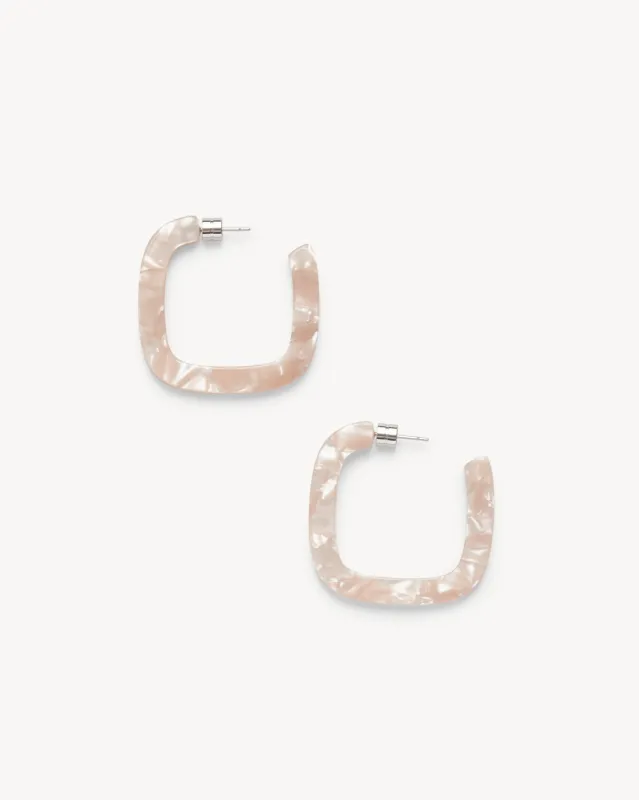 Midi Square Hoops in Peach Shell sold by Machete