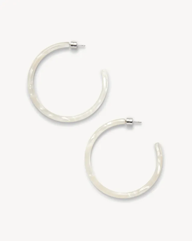 Large Hoops in White Shell sold by Machete