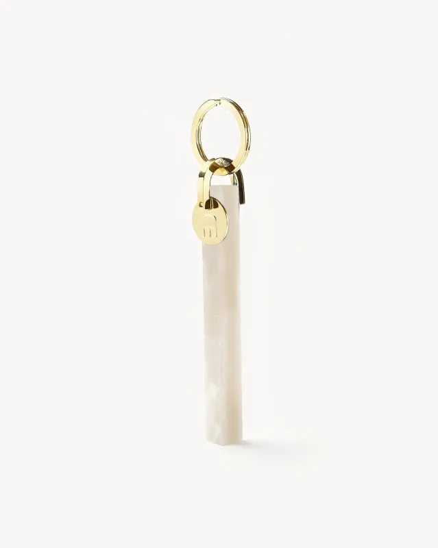 Bar Keychain in White Shell - Gold sold by Machete