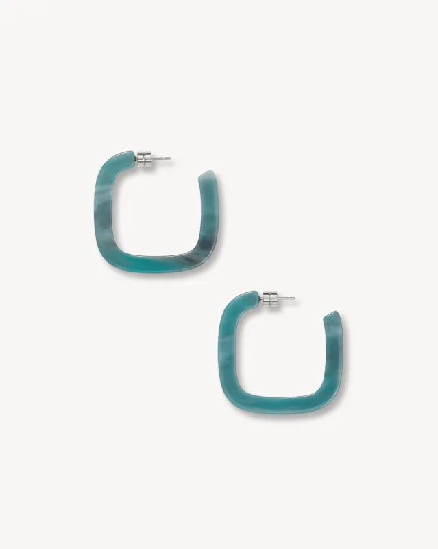 Midi Square Hoops in Jadeite sold by Machete